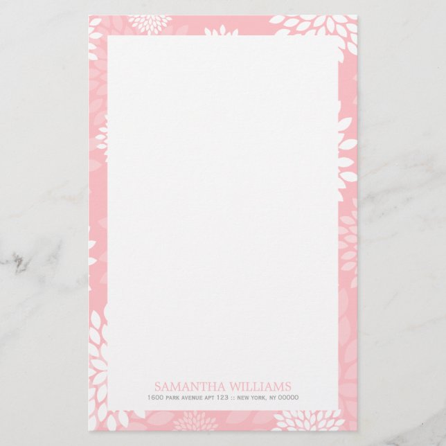 Papelaria Padrão Floral dos Cristântemos Rosa (Frente)