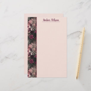Papelaria Padrão Floral e de Borboleta Gótico Escuro