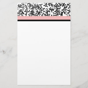 Papelaria Padrão Floral Rosa e Preto