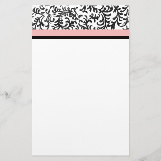 Papelaria Padrão Floral Rosa e Preto (Frente)