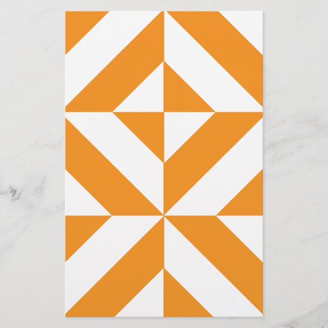 Papelaria Padrão Geométrico de Deco de Laranja Queimado (Frente)