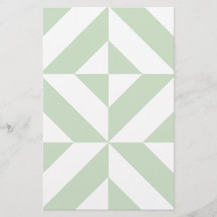 Papelaria Padrão Geométrico de Deco em Verde Sage