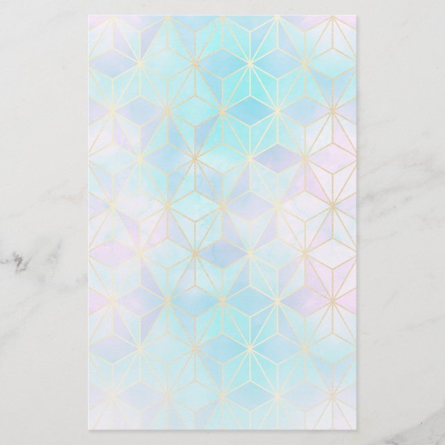 Papelaria Padrão Geométrico de Vidro Iridescente (Frente)