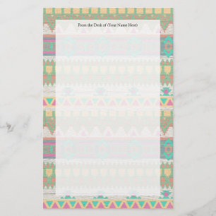 Papelaria Padrão Geométrico do Pastel Nativo Tribal Aztec