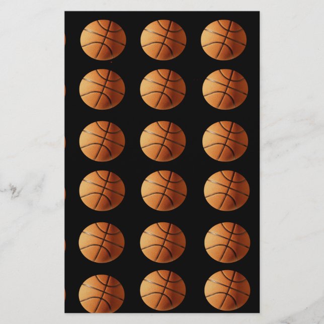 Papelaria Padrão Laranja Negro de Basquete, (Frente)