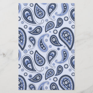 Papelaria Padrão Paisley Azul
