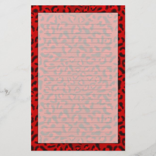Papelaria Padrão rosa de textura do leopardo. (Frente)