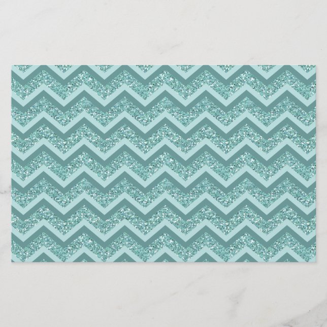 Papelaria Padrão Turquesa Glitter ZigZag (Frente)