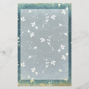 Papelaria Padrão Vintage Whimsical com Aves e Folhas