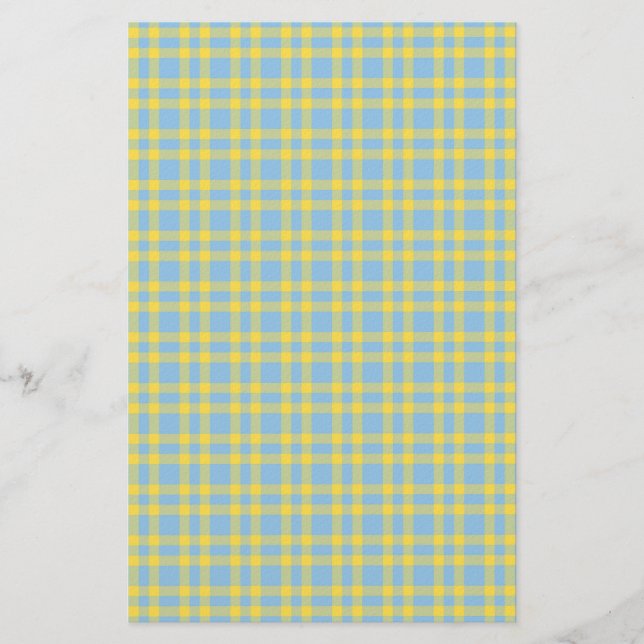 Papelaria Padrão Xadrez Azul Amarelo (Frente)