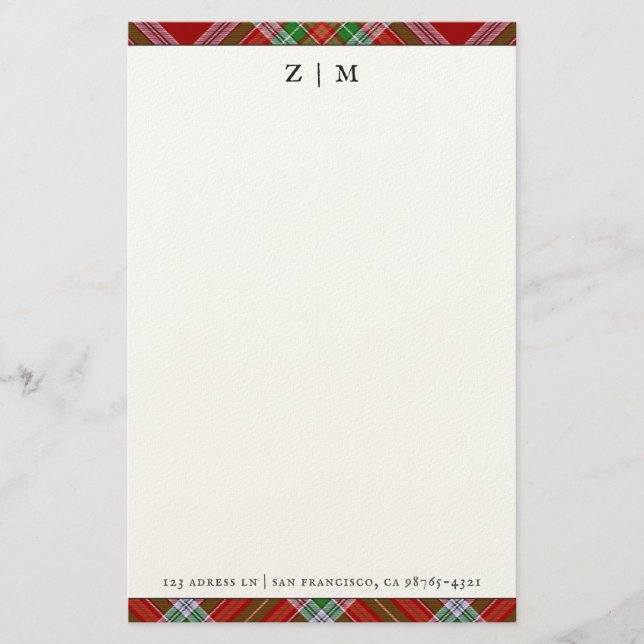 Papelaria Padrão Xadrez Tartan do Clã MacBain MacBean (Frente)
