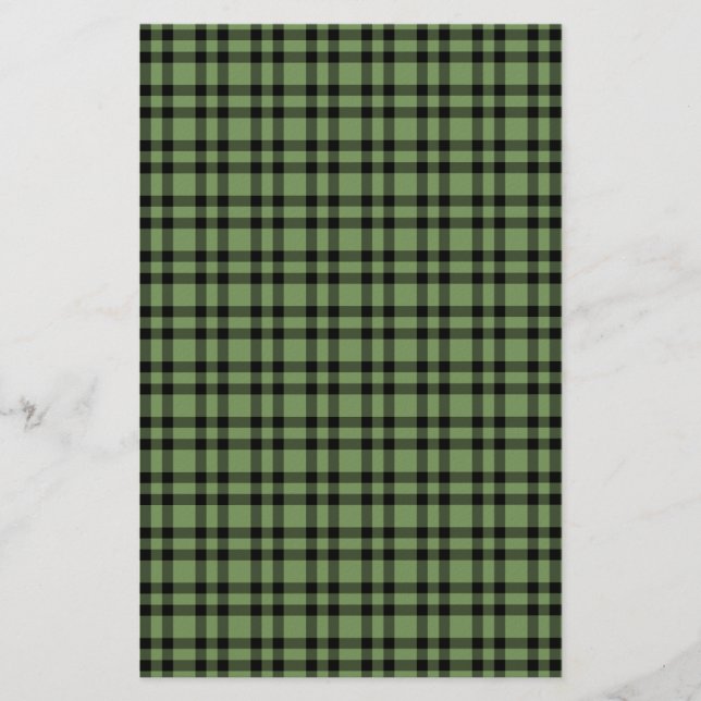 Papelaria Padrão Xadrez Verde Preto (Frente)