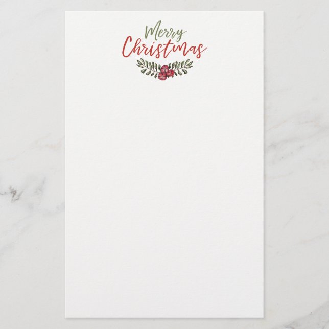 Papelaria Página estacionária floral da grinalda | do Natal (Frente)