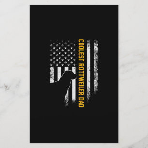 Papelaria Pai Rottweiler Vintage EUA Flag Coolest