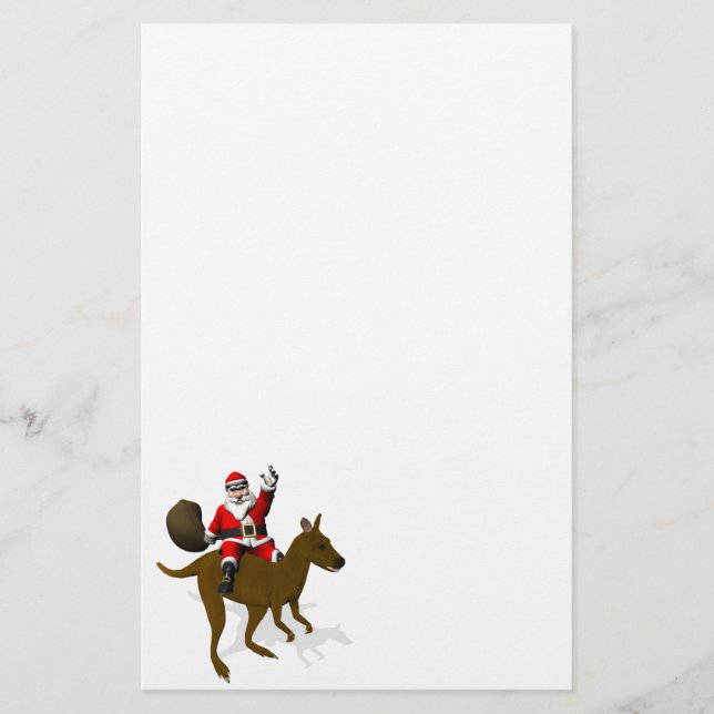 Papelaria Papai Noel Andando Em Kangaroo (Frente)