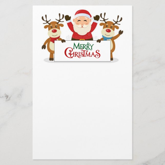 Papelaria Papai Noel com sua rena (Frente)