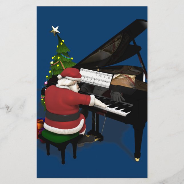 Papelaria Papai Noel Tocando Piano (Frente)