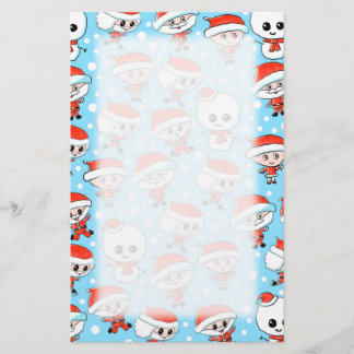 Papelaria Papais noeis de Natal e Snowman no Blue.