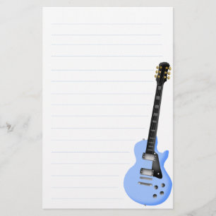 Papelaria papel azul do papel de carta da guitarra