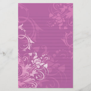 Papelaria papel com design floral em redemoinho rosa bonito