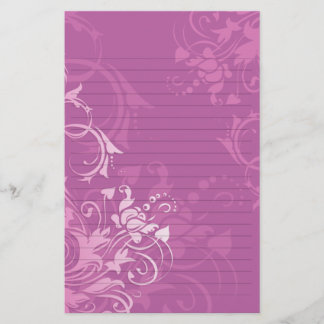 Papelaria papel com design floral em redemoinho rosa bonito