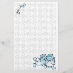 Papelaria Papel de Carta Azul Baby Bootie