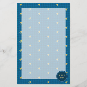 Papelaria Papel de carta azul com destaque Dourado