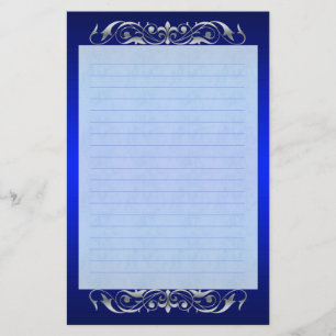 Papelaria Papel de Carta Azul Linhado de Rolagem de Prata da