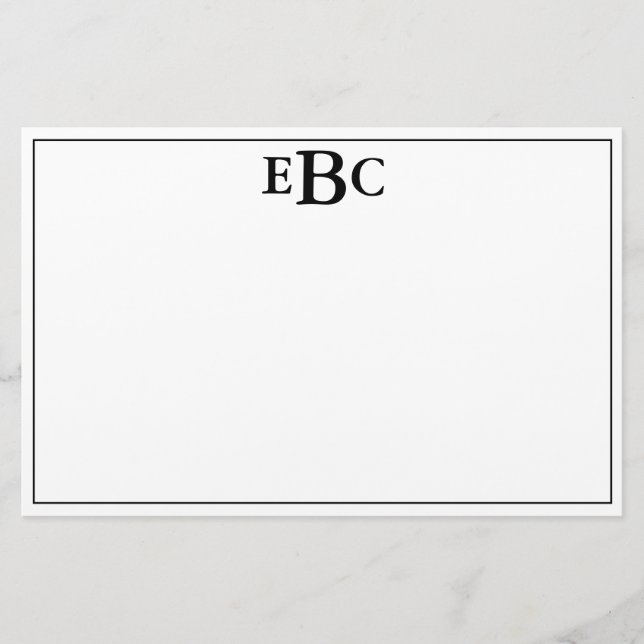 Papelaria Papel de carta clássico de preto e branco (Frente)