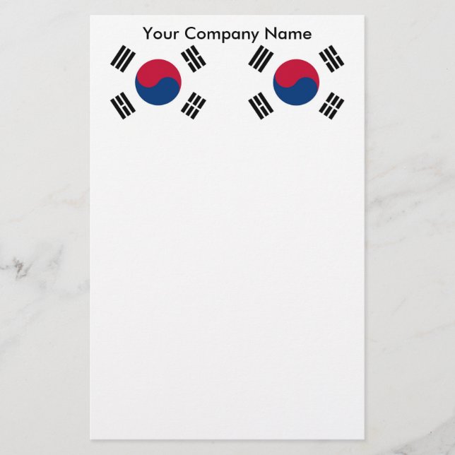 Papelaria Papel de carta com bandeira da Coreia do Sul (Frente)