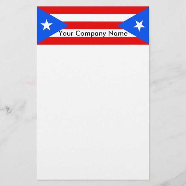 Papelaria Papel de carta com bandeira de Porto Rico (Frente)