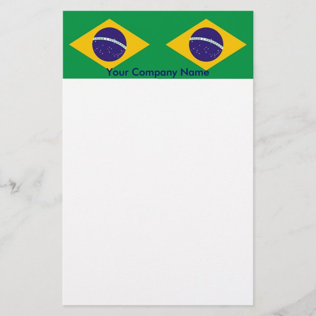 Papelaria Papel de Carta com Bandeira do Brasil (Frente)