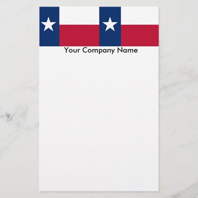 Papelaria Papel de carta com bandeira do Texas (Frente)
