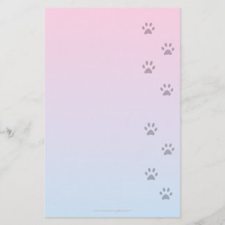 Papelaria Papel de carta com pegadas do gato