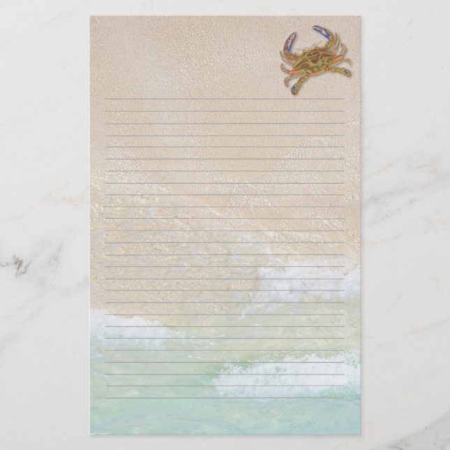 Papelaria Papel de carta com Vazio de caranguejo azul de are (Frente)