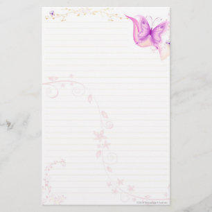 Papelaria Papel de carta cor-de-rosa da borboleta