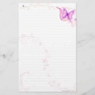 Papelaria Papel de carta cor-de-rosa da borboleta
