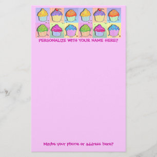 Papelaria Papel de carta - Cupcakes de arte Pop