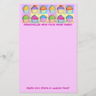 Papelaria Papel de carta - Cupcakes de arte Pop