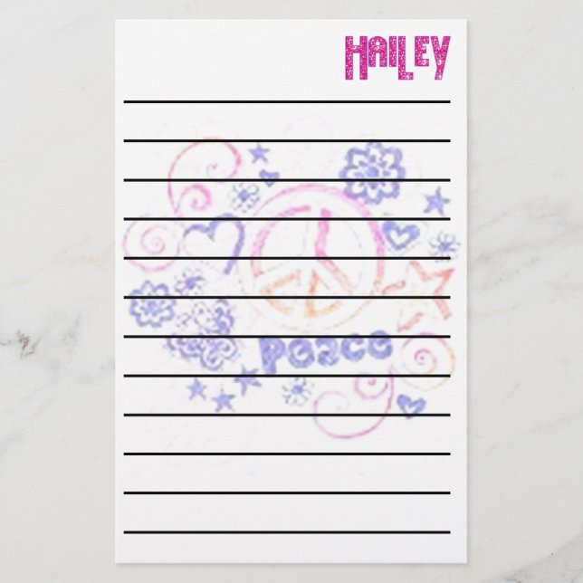 Papelaria Papel de carta da paz de Hailey (Frente)
