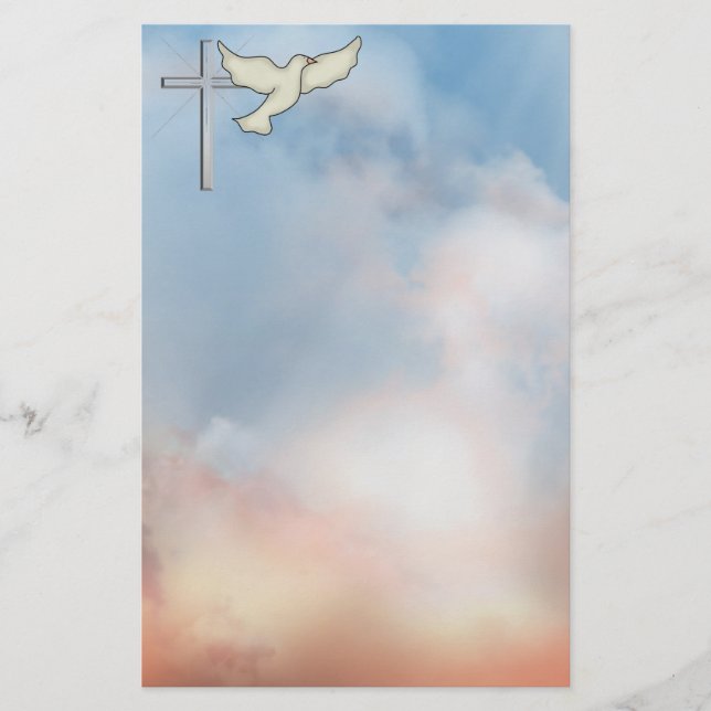 Papelaria Papel de carta da pomba do cristão (Frente)