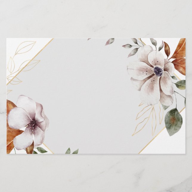 Papelaria Papel de Carta das Flores Brancas, Escrevendo Flor (Frente)