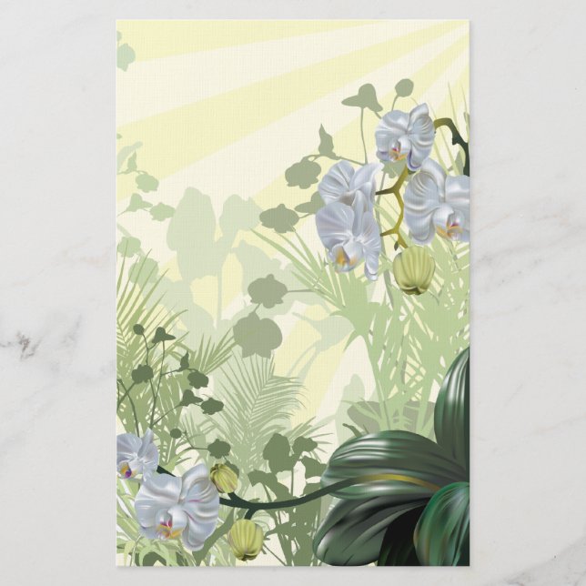 Papelaria Papel de carta das florestas de orquídeas brancas (Frente)