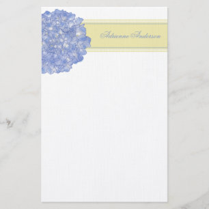 Papelaria Papel de carta de Arte de Hydrangea Azul