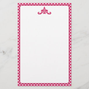 Papelaria Papel de carta de Bolinhas rosa e branca