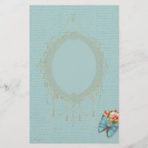 Papelaria Papel de Carta de Borboleta de Rosas Rosa Ornament