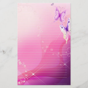 Papelaria Papel de carta de Borboleta Rosa