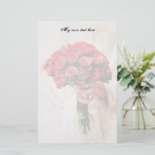 Papelaria Papel de Carta de Buquê de Rosas Vermelhas
