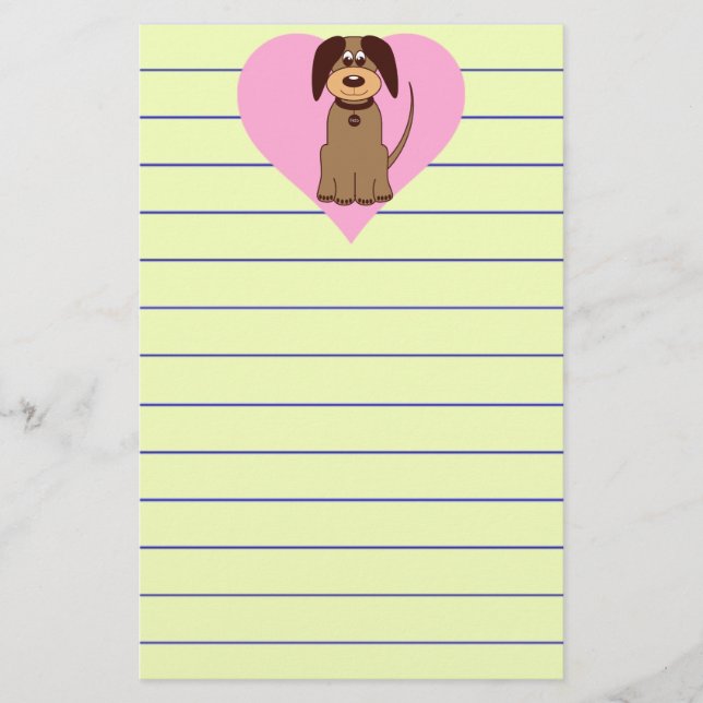 Papelaria Papel de Carta de Cachorro Castanho (Frente)
