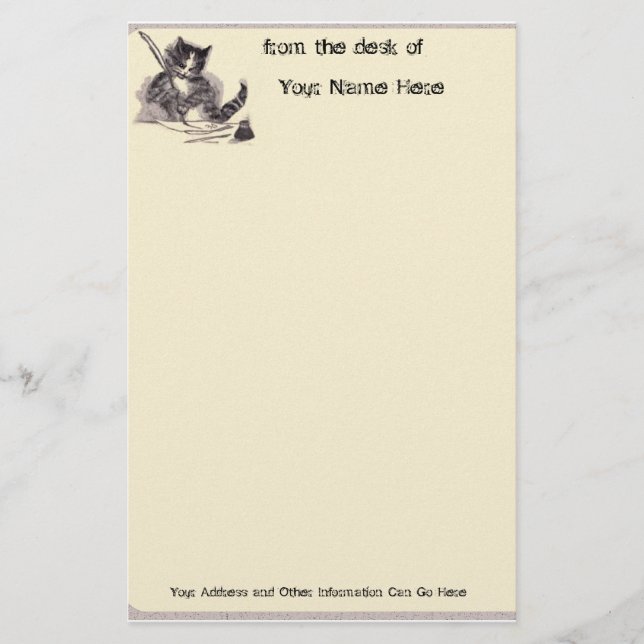 Papelaria Papel de Carta de Cat escrevendo (Frente)